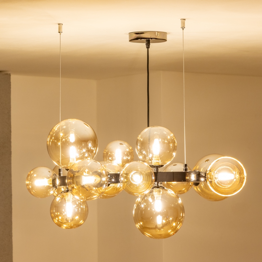 Brilagi - LED luster na sajli MILLA 15xG9/3W/230V crni hrom/zlatni