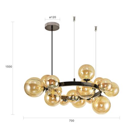 Brilagi - LED luster na sajli MILLA 15xG9/3W/230V crni hrom/zlatni