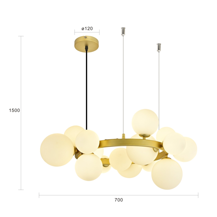 Brilagi - LED luster na sajli MILLA 15xG9/3W/230V zlatna/bela