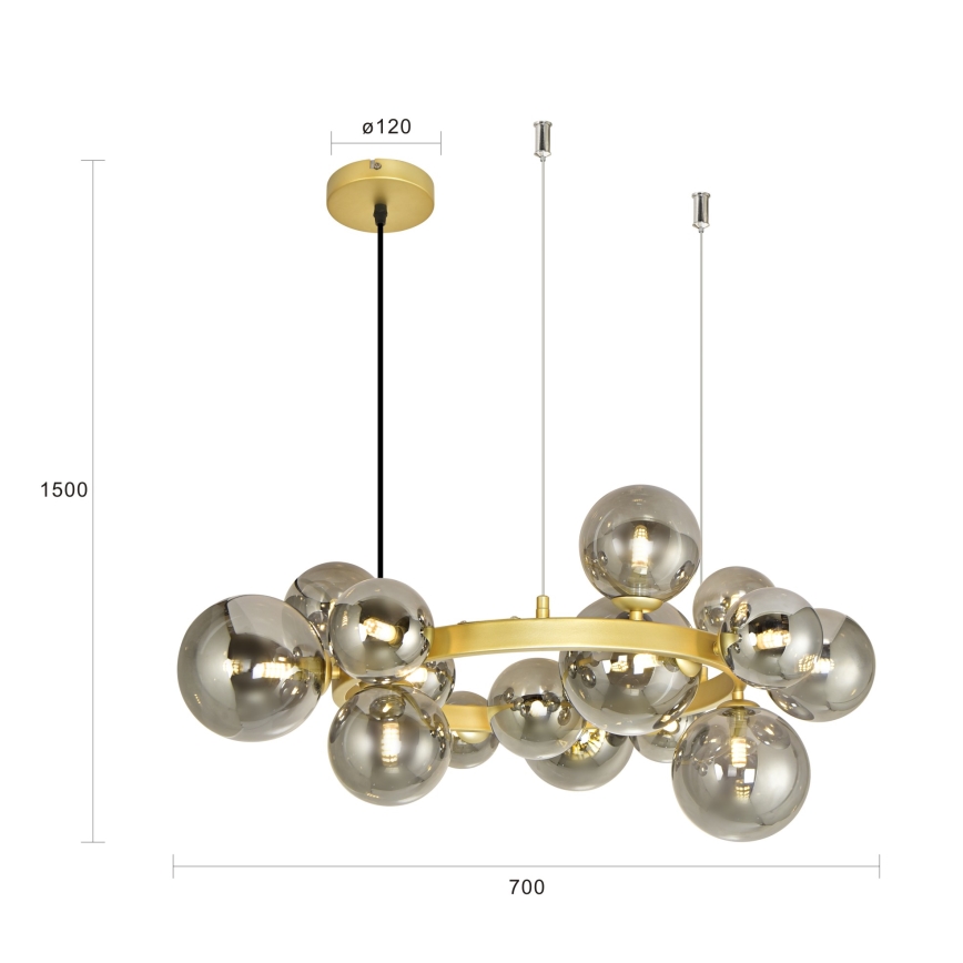 Brilagi - LED luster na sajli MILLA 15xG9/3W/230V zlatna/dimljena