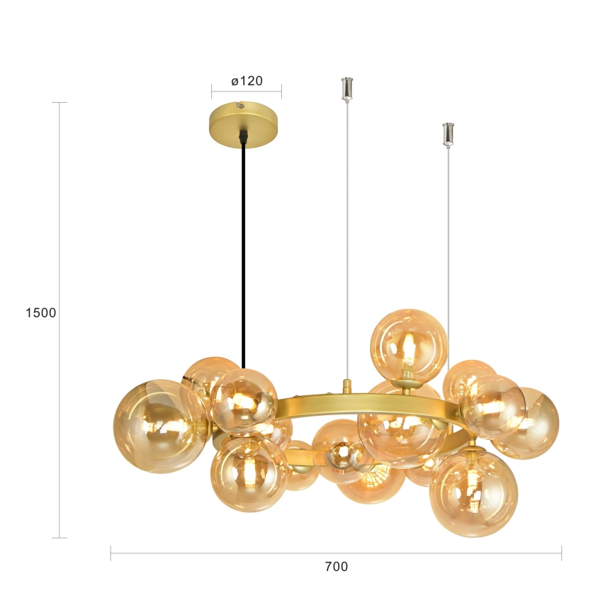 Brilagi - LED luster na sajli MILLA 15xG9/3W/230V zlatna