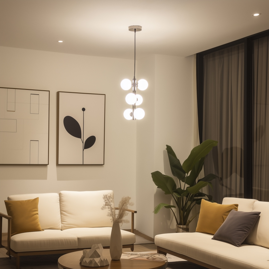 Brilagi - LED luster na sajli MILLA 6xG9/3W/230V crni hrom/bela