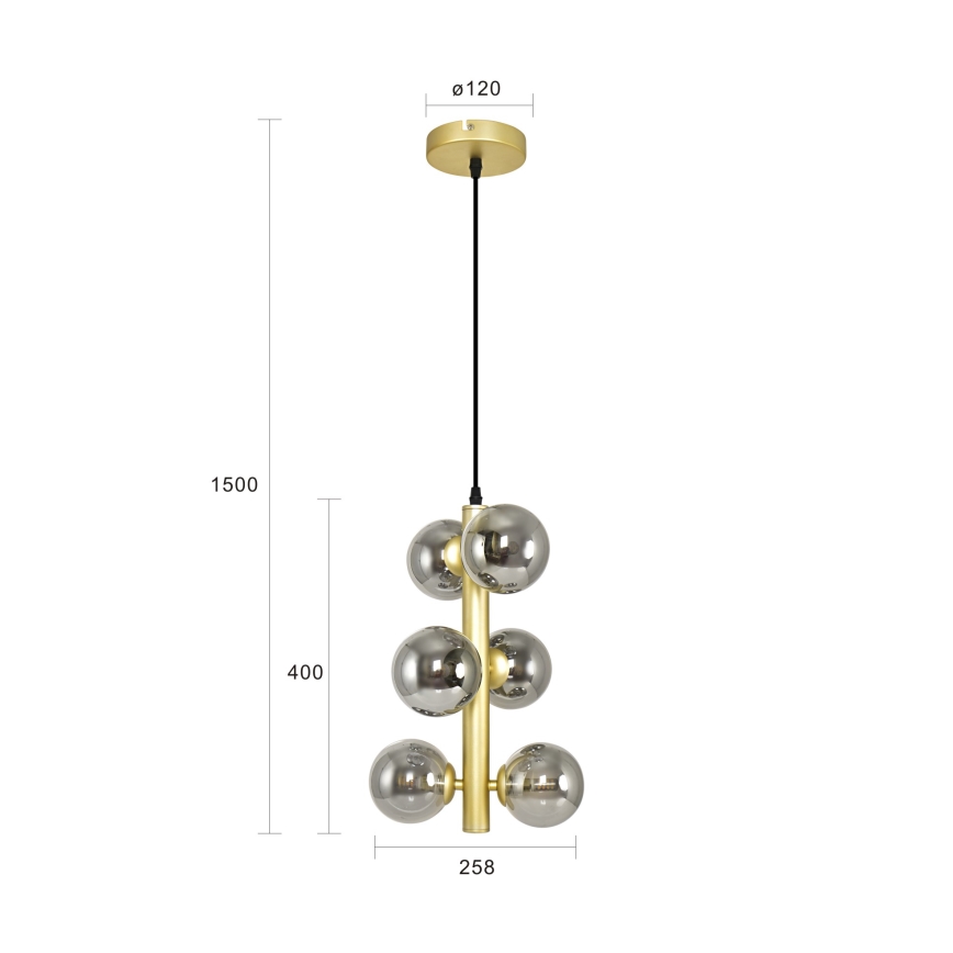 BRILAGI - LED luster na sajli MILLA 6xG9/3W/230V zlatna/zadimljena