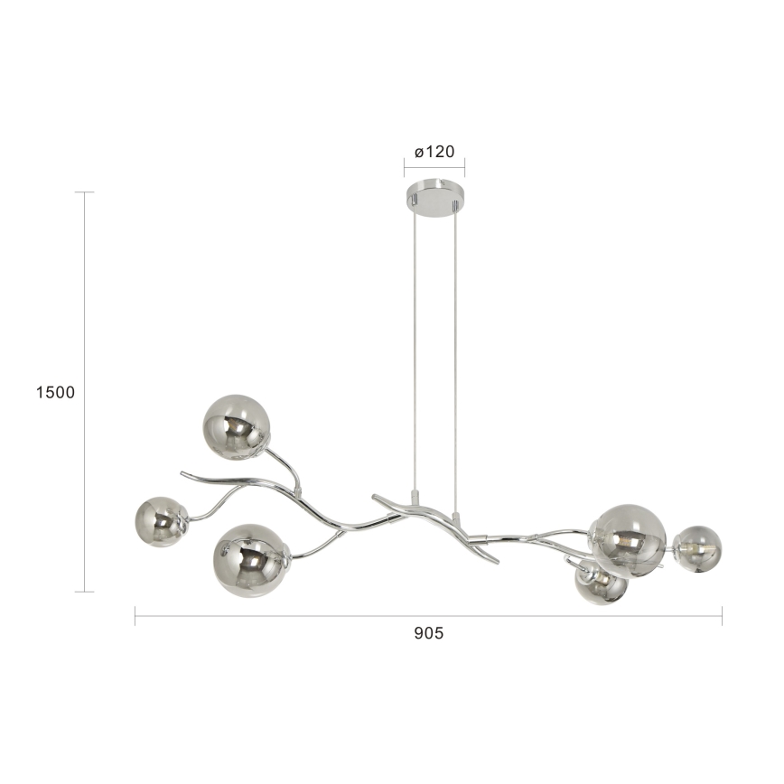 Brilagi - LED luster na sajli MISTEL 6xG9/3W/230V crni hrom/zadimljeno staklo