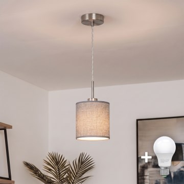 Brilagi - LED luster na sajli NUBILA 1xE27/60W/230V, prečnik 14 cm, siva