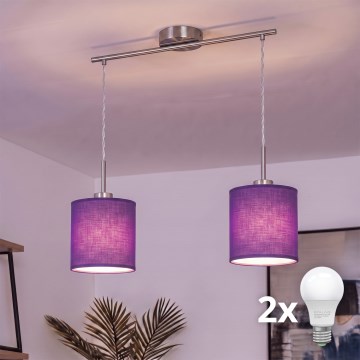 Brilagi - LED luster na sajli NUBILA 2xE27/60W/230V ljubičasta