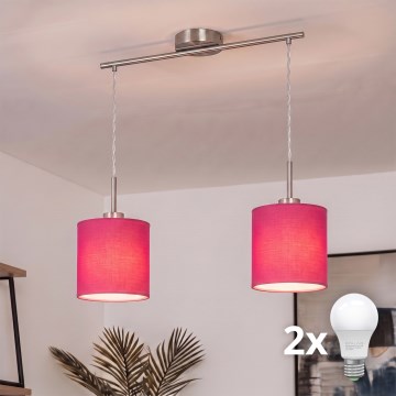 Brilagi - LED luster na sajli NUBILA 2xE27/60W/230V ružičasta