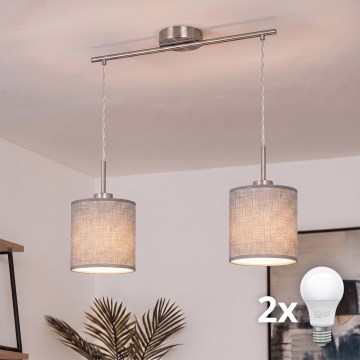 Brilagi - LED luster na sajli NUBILA 2xE27/60W/230V siva
