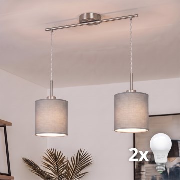 Brilagi - LED luster na sajli NUBILA 2xE27/60W/230V svetlo siva