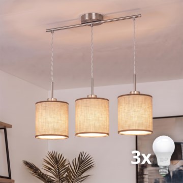 Brilagi - LED luster na sajli NUBILA 3xE27/60W/230V braon