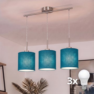 Brilagi - LED luster na sajli NUBILA 3xE27/60W/230V tamno plava