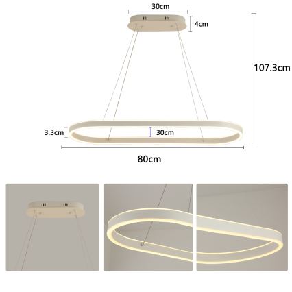 BRILAGI - LED luster na sajli PONDIE LED/45W/230V 80x30 cm bela