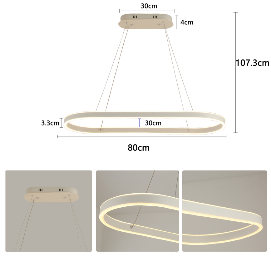 BRILAGI - LED luster na sajli PONDIE LED/45W/230V 80x30 cm bela