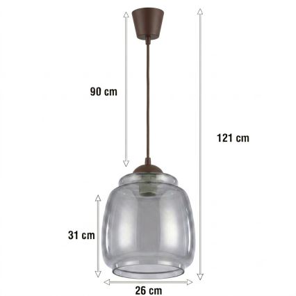 BRILAGI - LED luster na sajli RETRO GLASS 1xE27/60W/230V prečnik 26 cm braon/dimno siva