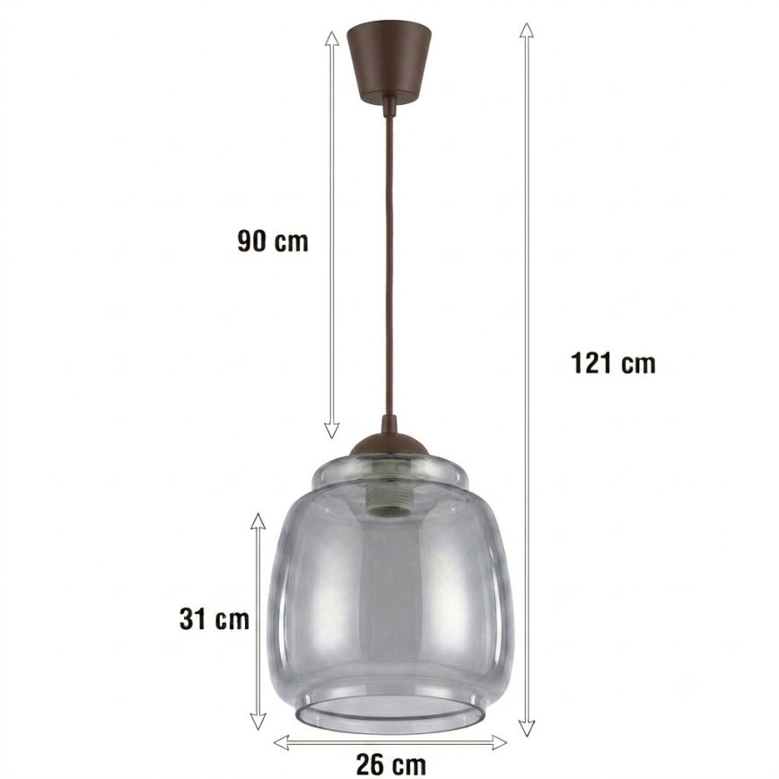 BRILAGI - LED luster na sajli RETRO GLASS 1xE27/60W/230V prečnik 26 cm braon/dimno siva