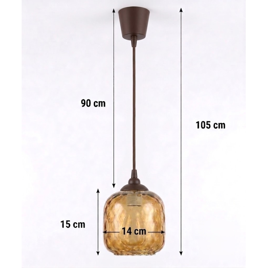 BRILAGI - LED luster na sajli RETRO GLASS 1xE27/60W/230V prečnik 14 cm braon/zadimljena braon