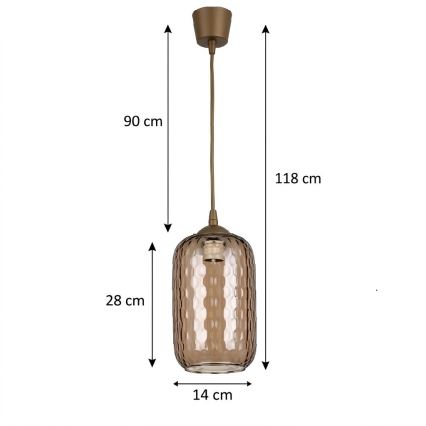 BRILAGI - LED luster na sajli RETRO GLASS 1xE27/60W/230V Ø 14 cm braon//zadimljeno braon