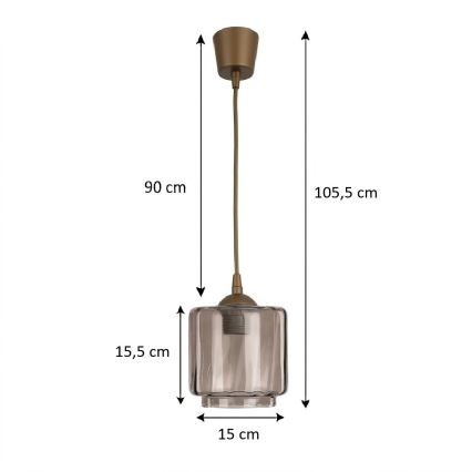 BRILAGI - LED luster na sajli RETRO GLASS 1xE27/60W/230V prečnik 15 cm smeđa/dimljeno bež