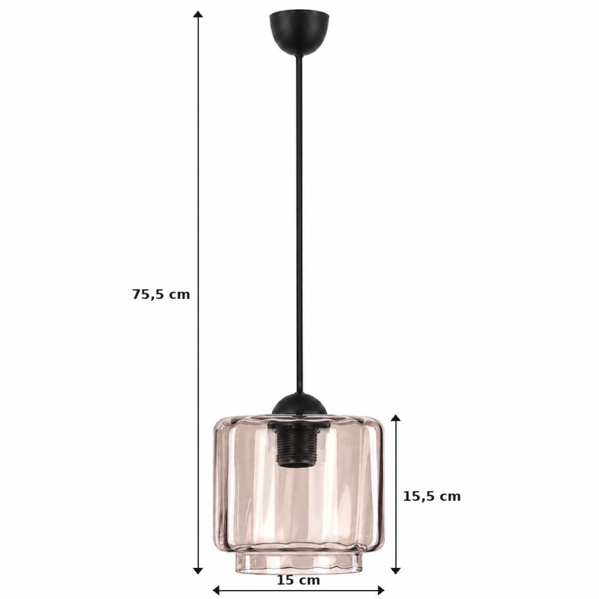 BRILAGI - LED luster na sajli RETRO GLASS 1xE27/60W/230V Ø 15 cm crna/zadimljeno-bež