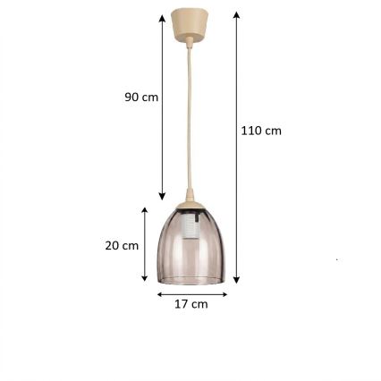 BRILAGI - LED luster na sajli RETRO GLASS 1xE27/60W/230V Ø 17 cm bež/dimljeno bež
