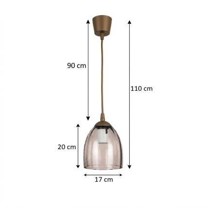 BRILAGI - LED luster na sajli RETRO GLASS 1xE27/60W/230V prečnik 17 cm braon/zadimljeno bež