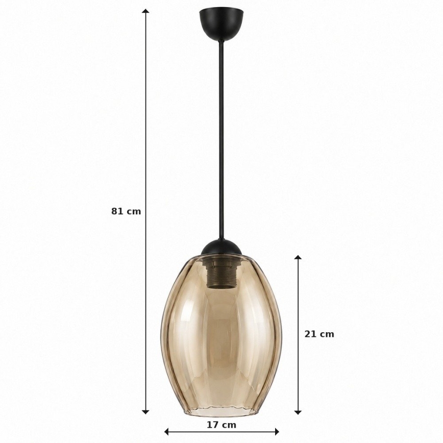 BRILAGI - LED luster na sajli RETRO GLASS 1xE27/60W/230V prečnik 17 cm crna/dimljeno bež