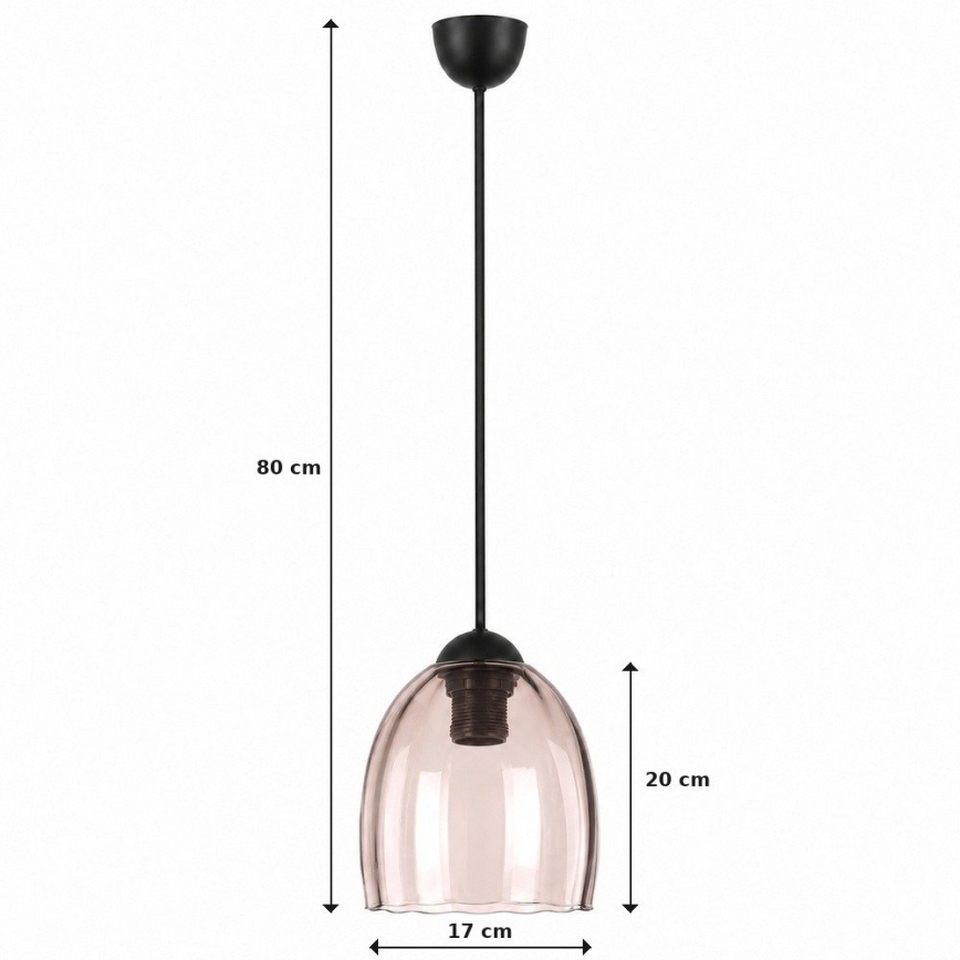 BRILAGI - LED luster na sajli RETRO GLASS 1xE27/60W/230V Ø 17 cm crna/dimljeno bež