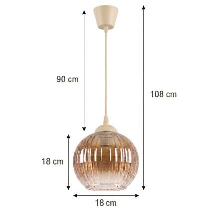 BRILAGI - LED luster na sajli RETRO GLASS 1xE27/60W/230V prečnik 18 cm bež/zadimljena braon