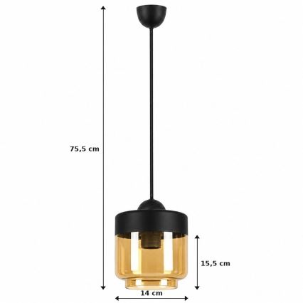 BRILAGI - LED luster na sajli RETRO GLASS 1xE27/60W/230V prečnik 14 cm crna/dimljeno bež