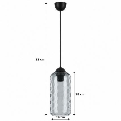 BRILAGI - LED luster na sajli RETRO GLASS 1xE27/60W/230V pr. 14 cm crna/zadimljeno-siva