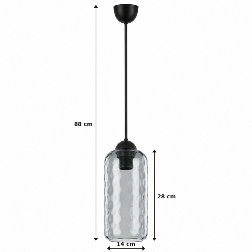 BRILAGI - LED luster na sajli RETRO GLASS 1xE27/60W/230V pr. 14 cm crna/zadimljeno-siva