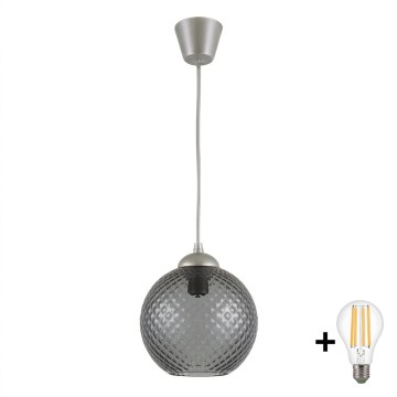 BRILAGI - LED luster na sajli RETRO GLASS 1x E27/60W/230V prečnik 18 cm srebrna/dimna siva