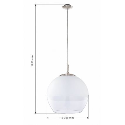 BRILAGI - LED luster na sajli RETRO GLASS 1xE27/60W/230V prečnik 38 cm matni hrom/bela