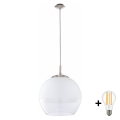 BRILAGI - LED luster na sajli RETRO GLASS 1xE27/60W/230V matni hrom/bela
