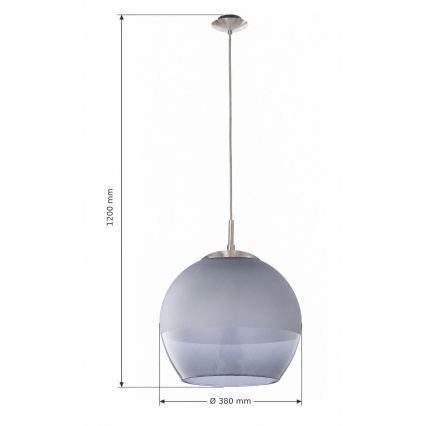 BRILAGI - LED luster na sajli RETRO GLASS 1xE27/60W/230V prečnik 38 cm mat hrom/zadimljeno siva