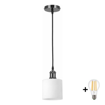 BRILAGI - LED luster na sajli RETRO GLASS 1xE27/60W/230V pr. 10 cm crna/bela
