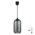 BRILAGI - LED luster na sajli RETRO GLASS 1xE27/60W/230V pr. 14 cm crna/zadimljeno-siva