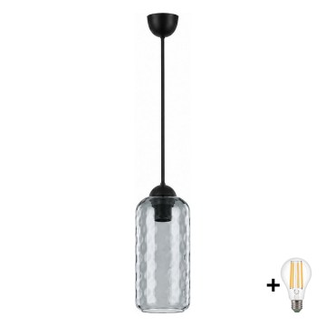 BRILAGI - LED luster na sajli RETRO GLASS 1xE27/60W/230V pr. 14 cm crna/zadimljeno-siva