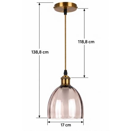 BRILAGI - LED luster na sajli RETRO GLASS 1xE27/60W/230V Ø 17 cm zlatna/zadimljeno bež
