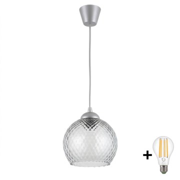 BRILAGI - LED luster na sajli RETRO GLASS 1xE27/60W/230V pr. 25 cm srebrna/zadimljena siva