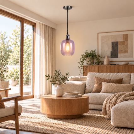 BRILAGI - LED luster na sajli RETRO GLASS 1xE27/60W/230V prečnik 14 cm crna/dimljeno-siva
