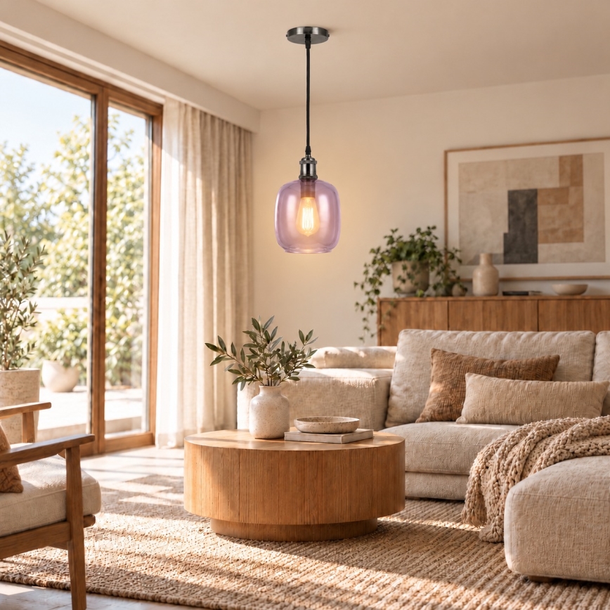 BRILAGI - LED luster na sajli RETRO GLASS 1xE27/60W/230V prečnik 14 cm crna/dimljeno-siva