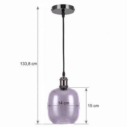 BRILAGI - LED luster na sajli RETRO GLASS 1xE27/60W/230V prečnik 14 cm crna/dimljeno-siva
