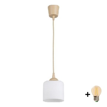 BRILAGI - LED luster na sajli RETRO GLASS 1xE27/60W/230V, prečnik 10 cm, bež/bela
