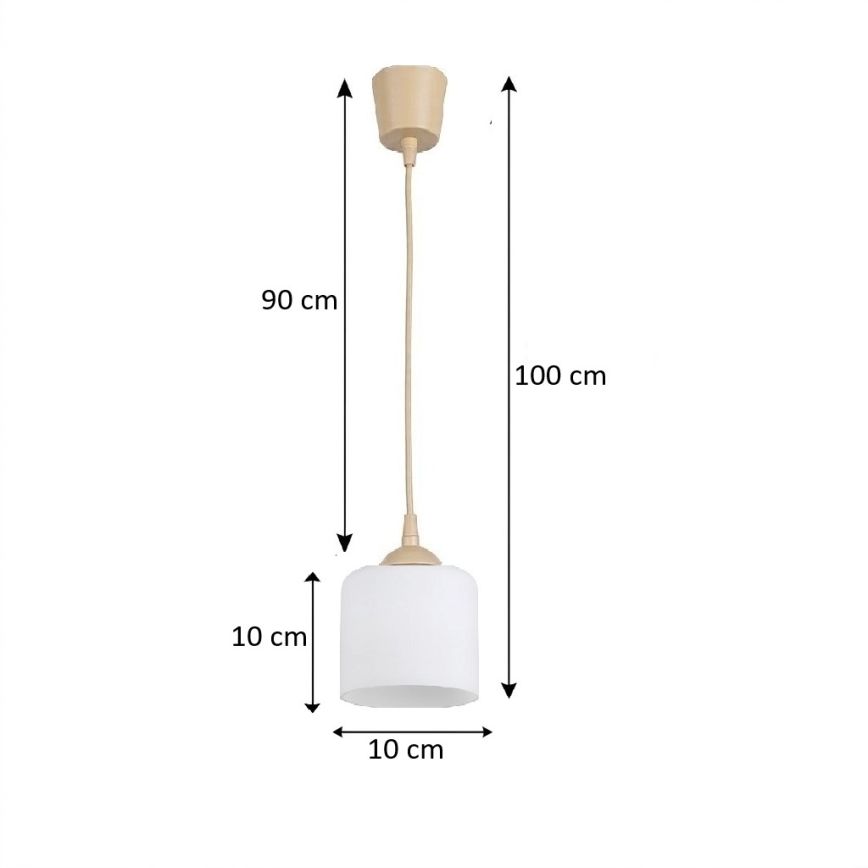 BRILAGI - LED luster na sajli RETRO GLASS 1xE27/60W/230V, prečnik 10 cm, bež/bela