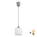 BRILAGI - LED luster na sajli RETRO GLASS 1xE27/60W/230V prečnik 10 cm srebrna/bela