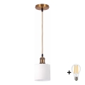 BRILAGI - LED luster na sajli RETRO GLASS 1xE27/60W/230V prečnik 10 cm zlatna/bela