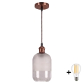 BRILAGI - LED luster na sajli RETRO GLASS 1xE27/60W/230V prečnik 14 cm bakarna/bela