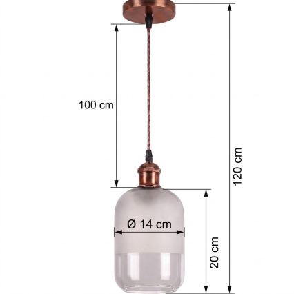 BRILAGI - LED luster na sajli RETRO GLASS 1xE27/60W/230V prečnik 14 cm bakarna/bela