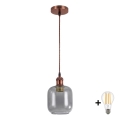 BRILAGI - LED luster na sajli RETRO GLASS 1xE27/60W/230V prečnik 14 cm bakrena/zadimljeno siva